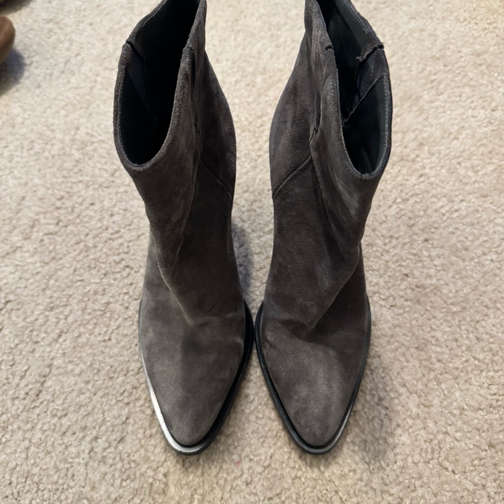 Vince Erving Charcoal Suede Ankle Booties - Picture 2 of 5